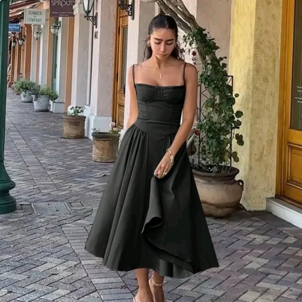 Drop Waist Black Bustier Midi Dress with Pockets 2XL NEW - Picture 2 of 8